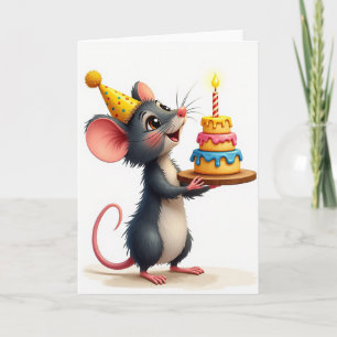Cartão de Aniversário de Roedor Encantador