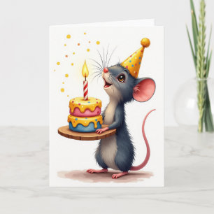 Cartão de Aniversário de Roedor Festivo