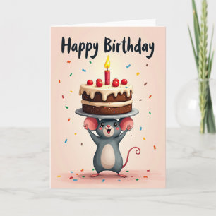 Cartão de Aniversário de Roedor Fofo