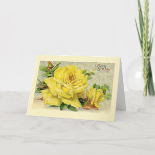 Cartão de Aniversário de Rosa Amarelo Vitoriano