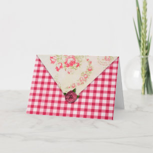 Cartão de Aniversário de rosa Gingham