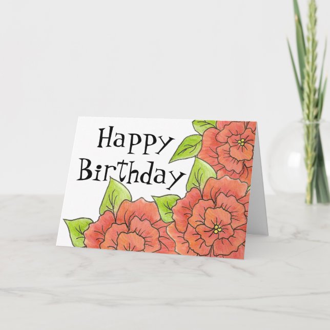 Cartão de Aniversário de rosas (Frente)
