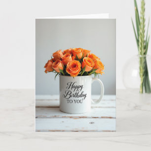 Cartão de Aniversário de Rosas Laranjas