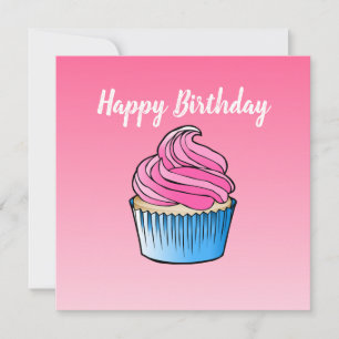 Cartão de Aniversário de Saudação Simples cupcake
