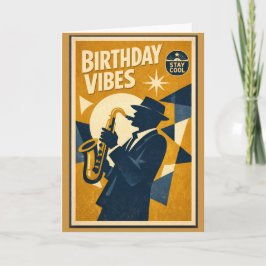 Cartão de aniversário de saxofone de jazz moderno