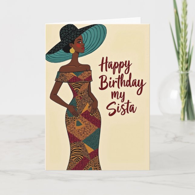 Cartão de Aniversário de Senhora Chique (Frente)