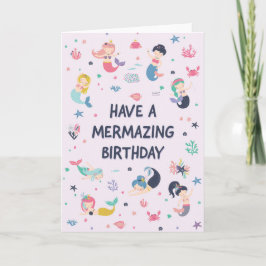 Cartão de Aniversário de Sereia para Meninas