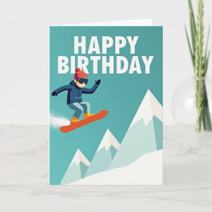 Cartão de Aniversário de Snowboard Emocionante
