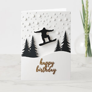 Cartão de Aniversário de Snowboarder de Inverno
