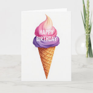 Cartão de Aniversário de Sobremesa em Cone