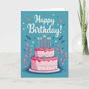 Cartão de Aniversário de Sobremesa Floral