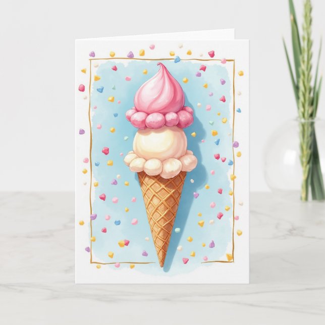 Cartão de Aniversário de Sobremesa Imponente (Frente)