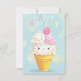 Cartão de aniversário de Sorvete animado