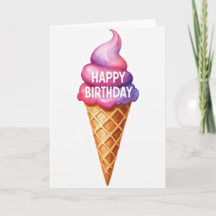Cartão de Aniversário de Sorvete Doce