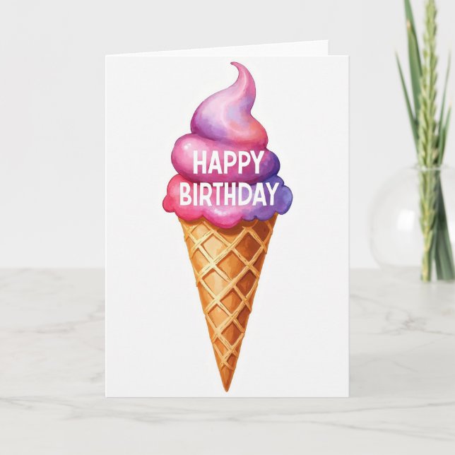 Cartão de Aniversário de Sorvete Doce (Frente)