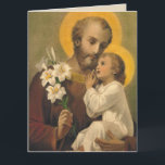 Cartão de aniversário de St Joseph para o amigo<br><div class="desc">Imagem bonita de St Joseph & do bebê Jesus que guardara um lírio.
Mensagem bonita do aniversário para o amigo especial para dentro!</div>