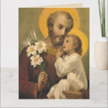 Cartão de aniversário de St Joseph para o amigo<br><div class="desc">Imagem bonita de St Joseph & do bebê Jesus que guardara um lírio.
Mensagem bonita do aniversário para o amigo especial para dentro!</div>