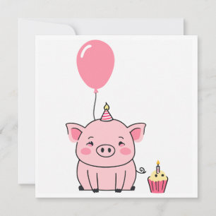 Cartão de aniversário de suínos