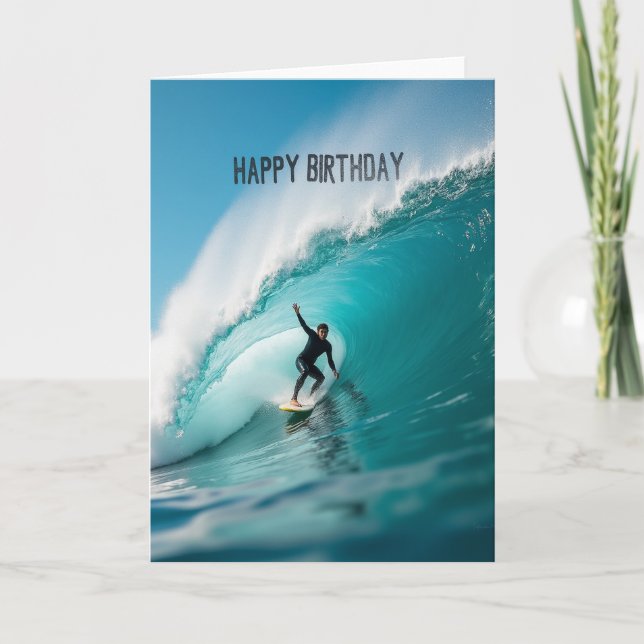 Cartão de Aniversário de Surfista (Frente)
