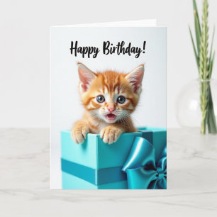 Cartão de Aniversário de Surpresa de Gatinho Fofo