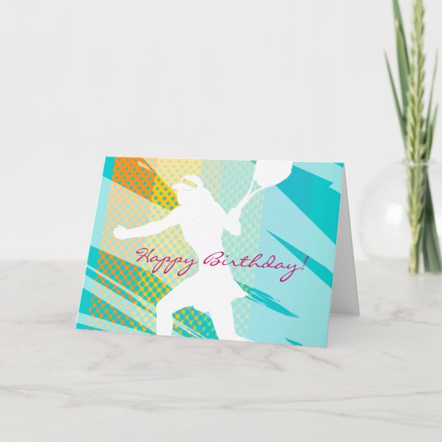Cartão de aniversário de tênis com design de tenis (Frente)