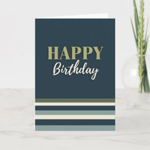 Cartão de aniversário de texto azul-marinho Luxo