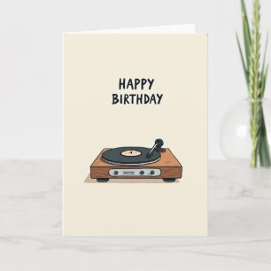 Cartão de Aniversário de Tocador de Discos Retrô