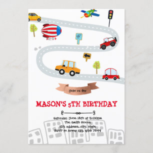 Cartão de aniversário de transporte de veículos