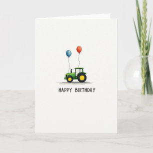 Cartão de Aniversário de Trator Verde