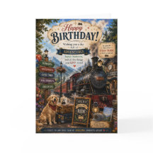 Cartão de Aniversário de Trem a Vapor | Ferrovia V