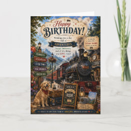 Cartão de Aniversário de Trem a Vapor | Ferrovia V