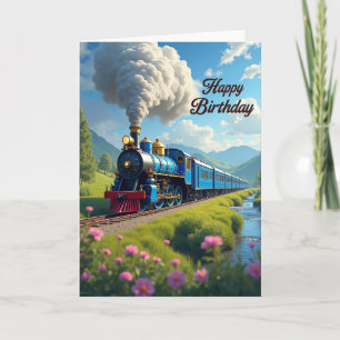 Cartão de Aniversário de Trem Antigo
