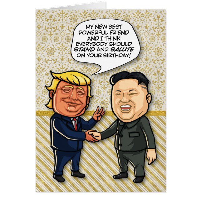 Cartão de aniversário de Trump e Kim "Novo Melhor  (Frente)