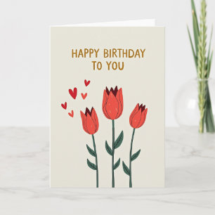 Cartão de aniversário de tulipa com carinho
