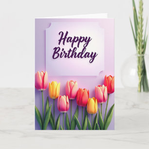 Cartão de Aniversário de Tulipas Pastel