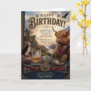 Cartão de Aniversário de Uísque do Puffin da Vaca