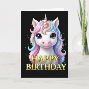 CARTÃO DE ANIVERSÁRIO DE UNICÓRNI EM CLOSEUP DISTI