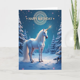 Cartão de Aniversário de Unicórnio Congelado