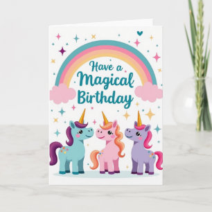 Cartão de Aniversário de Unicórnio Fofo