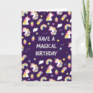 Cartão de Aniversário de Unicórnio para Meninas