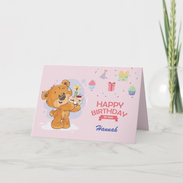 Cartão de Aniversário de Urso Justo Personalizado (Frente)