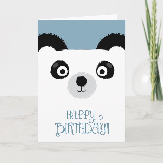 Cartão de Aniversário de Urso Panda Bonito (Frente)