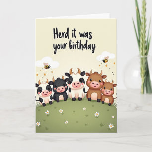 Cartão de Aniversário de Vaca Artística Caprichosa