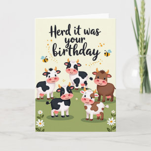 Cartão de Aniversário de Vaca Caprichoso