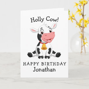 cartão de aniversário de vaca feliz