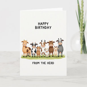 Cartão de Aniversário de Vaca Fofo
