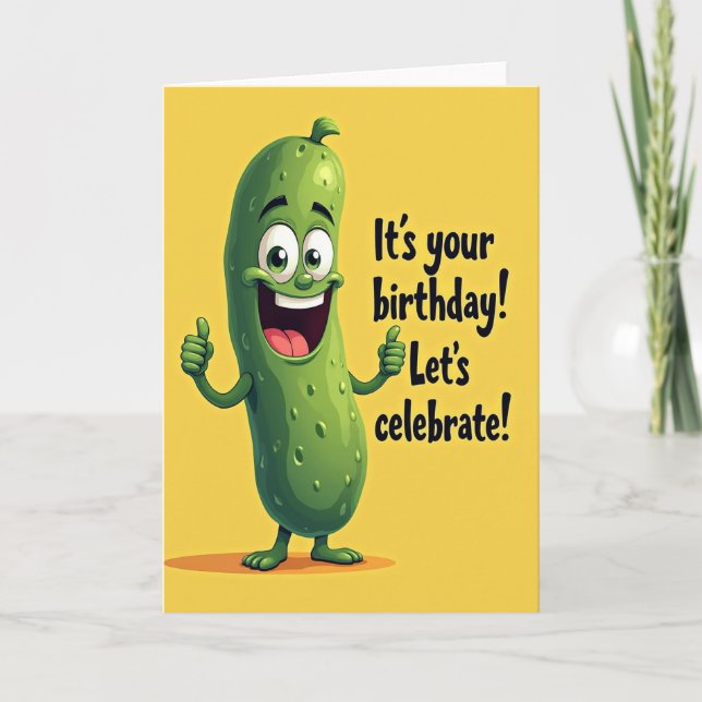 Cartão de Aniversário de Vegetariano Alegre (Frente)