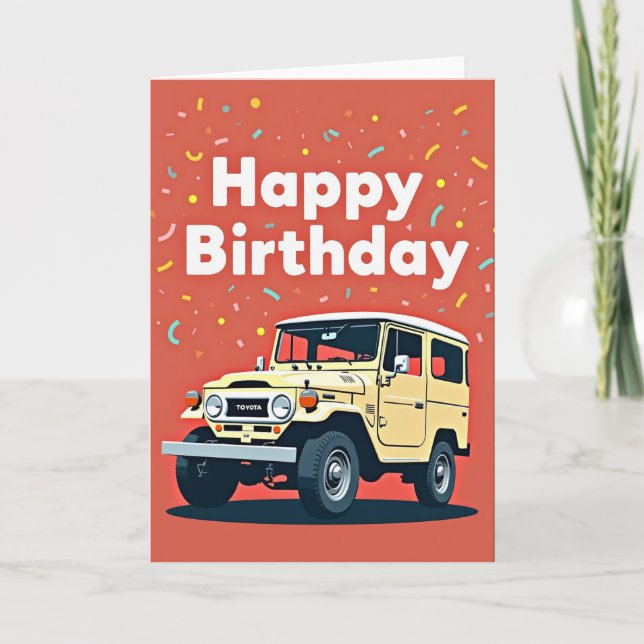 Cartão de Aniversário de Veículo Antigo (Frente)