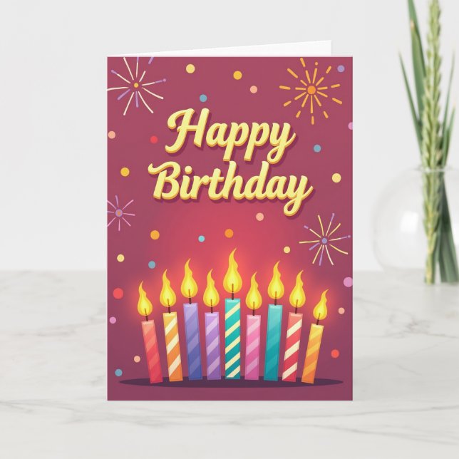 Cartão de Aniversário de Vela Acesa (Frente)
