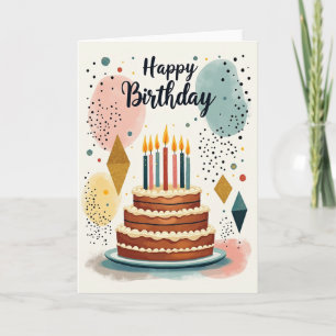 Cartão de Aniversário de Vela de Bolo Doce